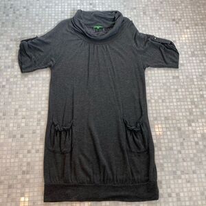 Whisper Trail Gray Bamboo Turtleneck Dress with Pockets